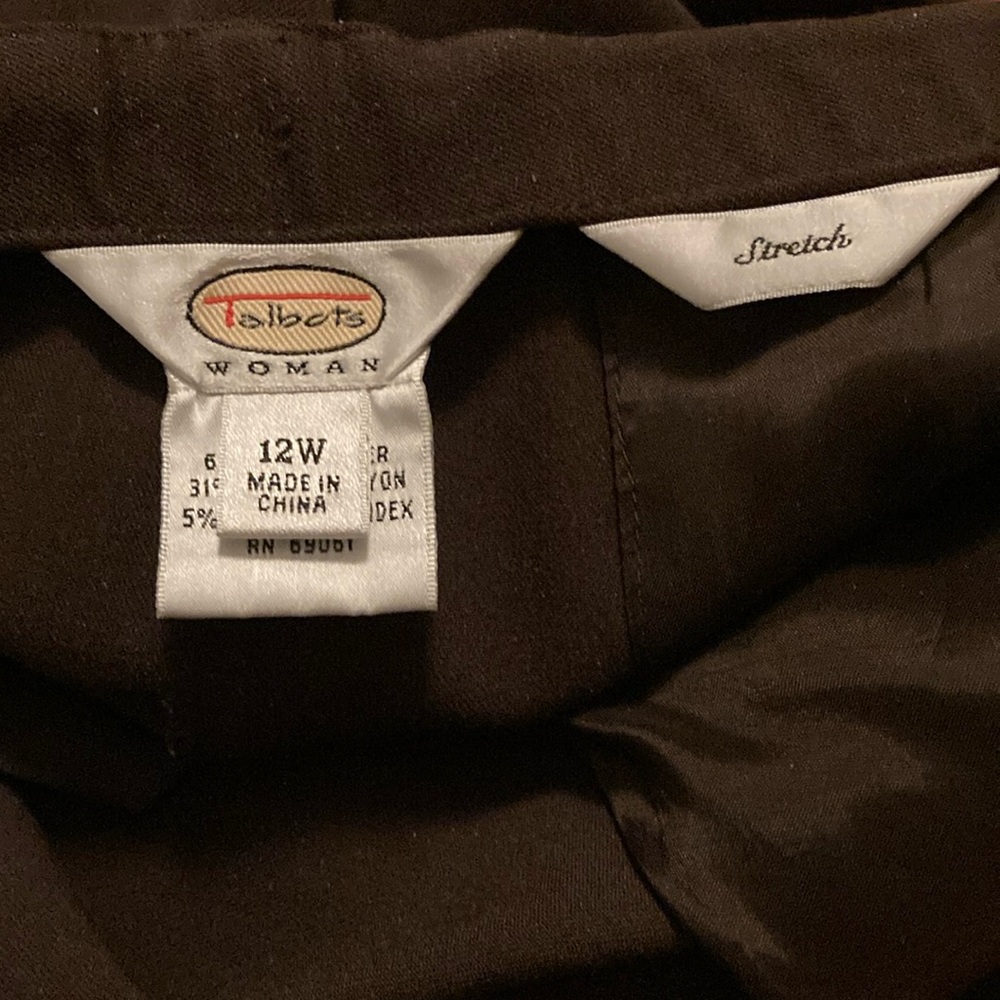 Dark brown gaucho pants,mid calf, heavy weight fabric, drapes nicely.